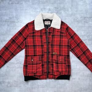 Y2K Volcom Plaid Sherpa Lime Bomber Zip Up Jacket